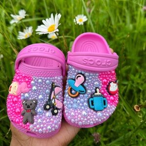 Crocs Baby Pink Beaded Clogs